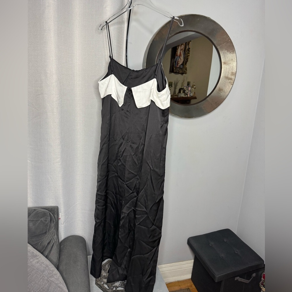 NWT Zara Woman Bloggers Fav ZW COLLECTION MINIMAL SATIN DRESS Black & White XL - Picture 12 of 12